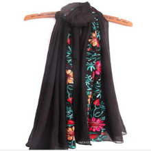 Hot wide Respirável Macio moda mulheres amor melhor tamanho 180 * 90 cm baixo moq Embrodiery cachecol lenço de algodão em mumbai
